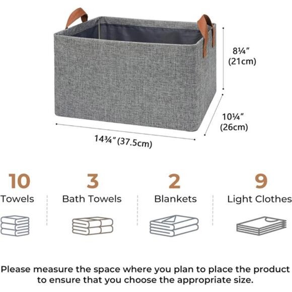 Large Fabric Storage Bins Set of 2 Closet Shelf Organizer with Metal Frame - Picture 3 of 7